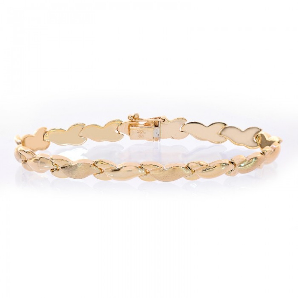 70mm 14k Yellow Gold Fancy Wave Link Bracelet 862$